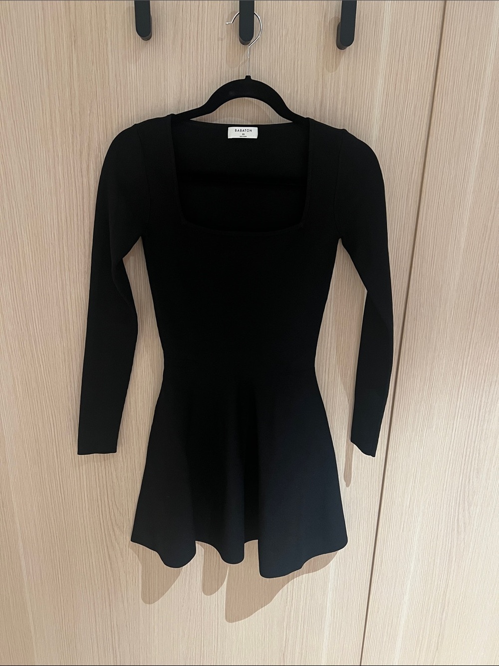 Aritzia Babaton Black Long-Sleeve Mini Dress